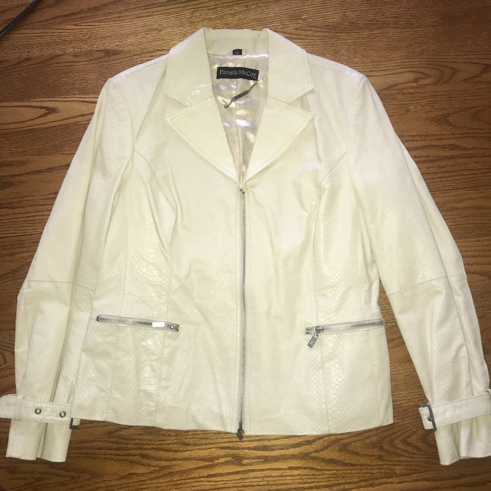 Pamela McCoy white Leather “snake skin” jacket